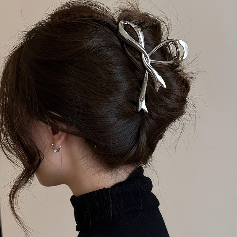 Minimalist Bow Ribbon Hair Claw Clip Non-slip Metal Hair Clip Women Girls