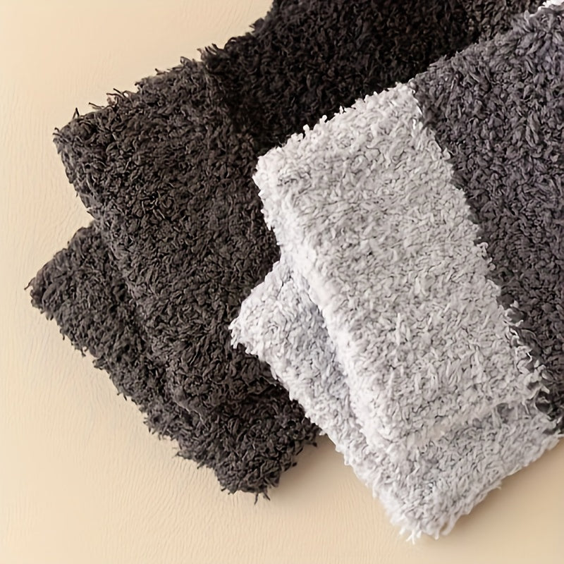 6 Pairs Colorblock Fuzzy Socks - Warm Mid Tube Stockings