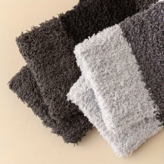 6 Pairs Colorblock Fuzzy Socks - Warm Mid Tube Stockings