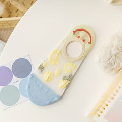 Girls Flower Silk Boat Socks Breathable Comfy Invisible Socks for Summer Kids