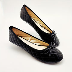 Women's Bowknot Ballet Shoes Slip On Quilted Lightweight Walking Shoes