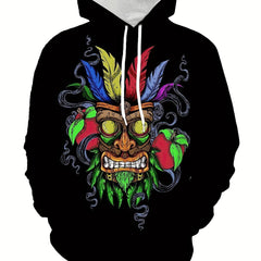 Monster Print Hoodie Graphic Hooded Pullover Mens Clothing Autumn Winter