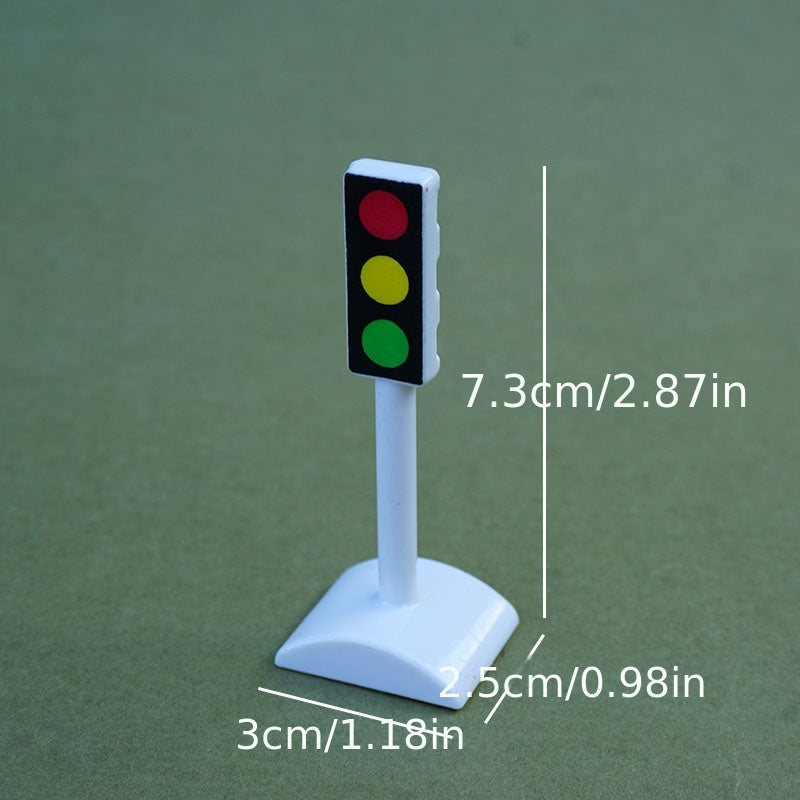 10pcs Mini Traffic Light Set w/ Road Signs in Red Green Yellow
