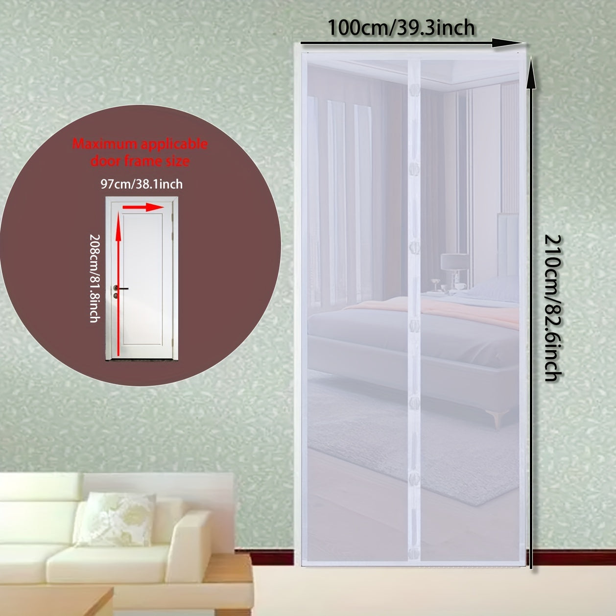 Magnetic Screen Door Keep Bugs Out Let Breeze In Curtain Single Door 96 205