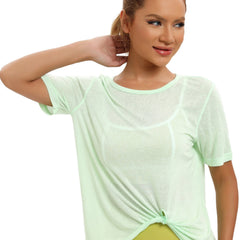 Women's Sports Yoga Short Sleeve Crew Neck T Shirt