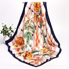 Silk Satin Geometric Bandana Scarf 88.9cm Square Lightweight