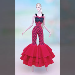 Wide Leg Trousers and Top Outfit for 1:6 Scale Dolls, Doll Dress Accessories
