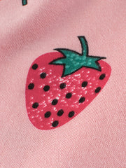 Toddler Girls Strawberry Graphic Bow Paperbag Waist Cotton Casual Shorts