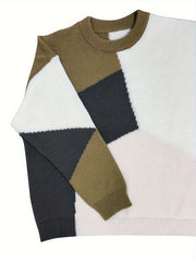 Colorblock Long Sleeve Round Neck Sweater