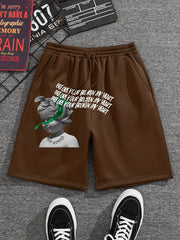 Snake & Child Statue Comfy Shorts Men's Casual Elastic Waist Drawstring Shorts