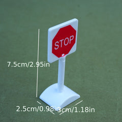 10pcs Mini Traffic Light Set w/ Road Signs in Red Green Yellow