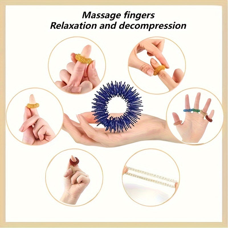 10pcs Mini Spring Finger Massage Ring Pressure Relief Relax Handwear