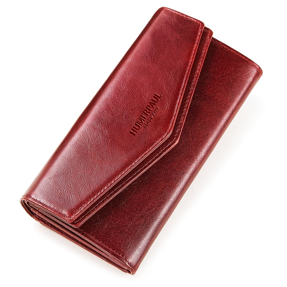 HUMERPAUL Women's Leather Wallet Envelope Clutch RFID Snap Closure