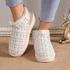 Winter Fleece Lined Slip On Snow Boots Outdoor Anti Slip Warm Ankle Boots