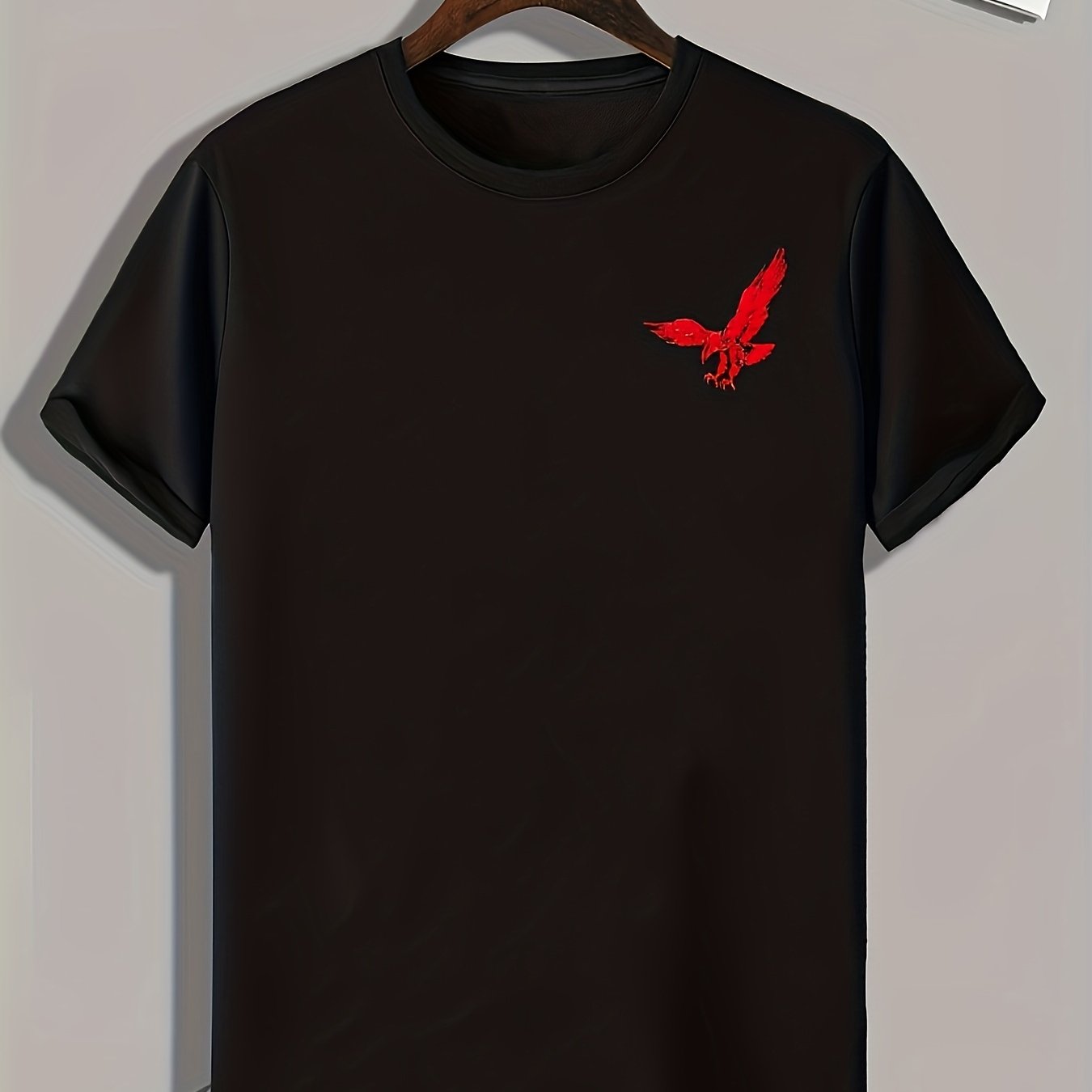 Eagle Print Men's Stretch Tee for Summer Outdoor Activities