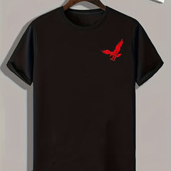 Eagle Print Men's Stretch Tee for Summer Outdoor Activities