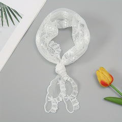 Floral Embroidery Lace Scarf Bandana Thin Head Wrap Neckerchief