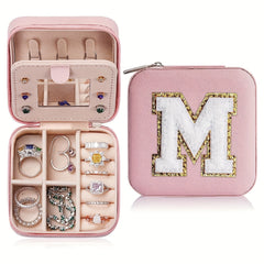 Personalized Initial Jewelry Organizer Travel Case Mirror Box for Teen Girls