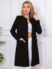 Long Open Front Coat Casual Solid Outerwear Women's Clothing