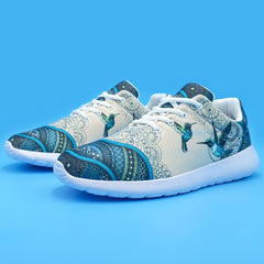 Floral Bird Print Soft Sole Sneakers Breathable Lace Up Shoes