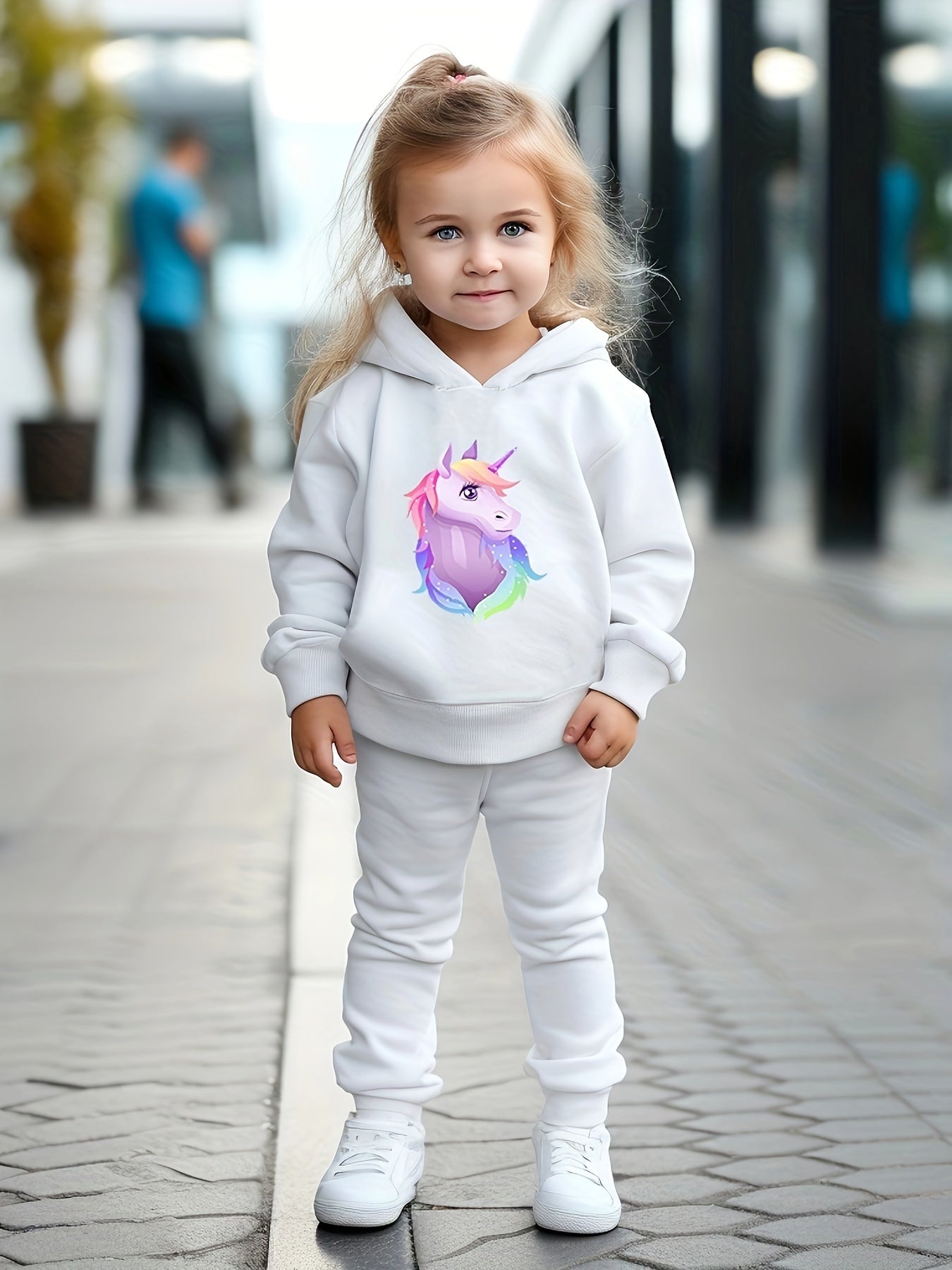 Girls 2pc Unicorn Hoodie & Solid Sweatpants Set Kids Clothes