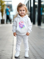 Girls 2pc Unicorn Hoodie & Solid Sweatpants Set Kids Clothes