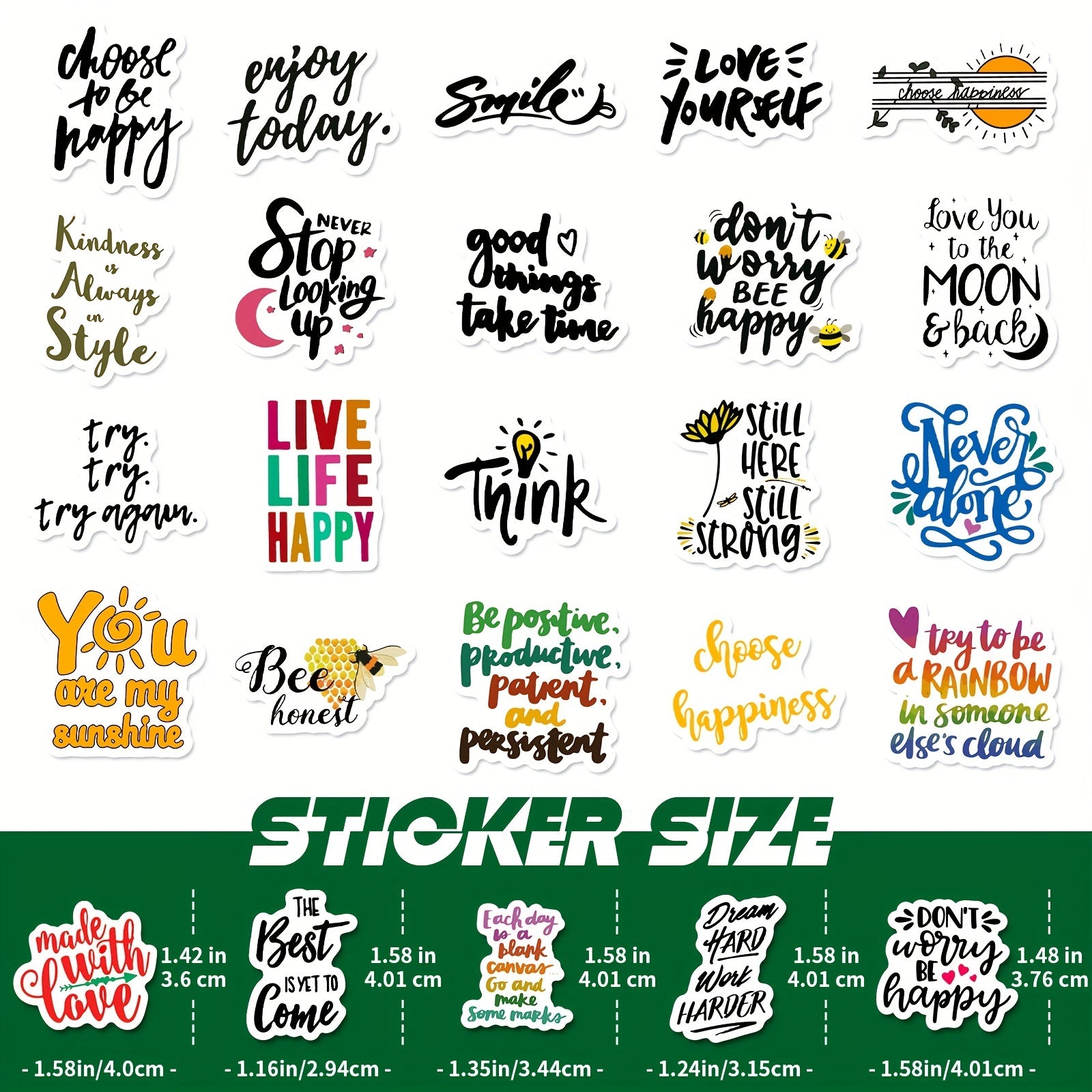50pcs Positive Motivational Quote Stickers Waterproof Vinyl Stickers