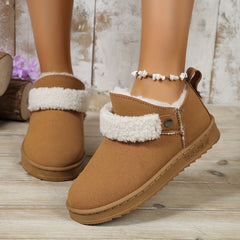 Women's Plush Lined Thermal Snow Boots Non Slip Flat Outdoor Shoes