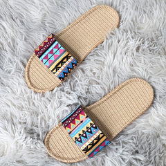 Women's Geometric Flat Slides Ultra Light Slip On Shoes Casual Beach Slides
