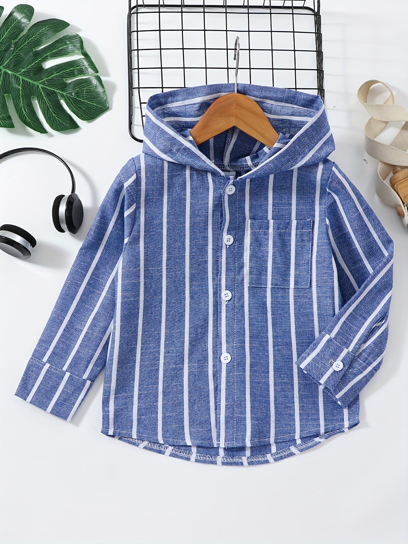 Boys Striped Hooded Shirt Summer Kids Clothes