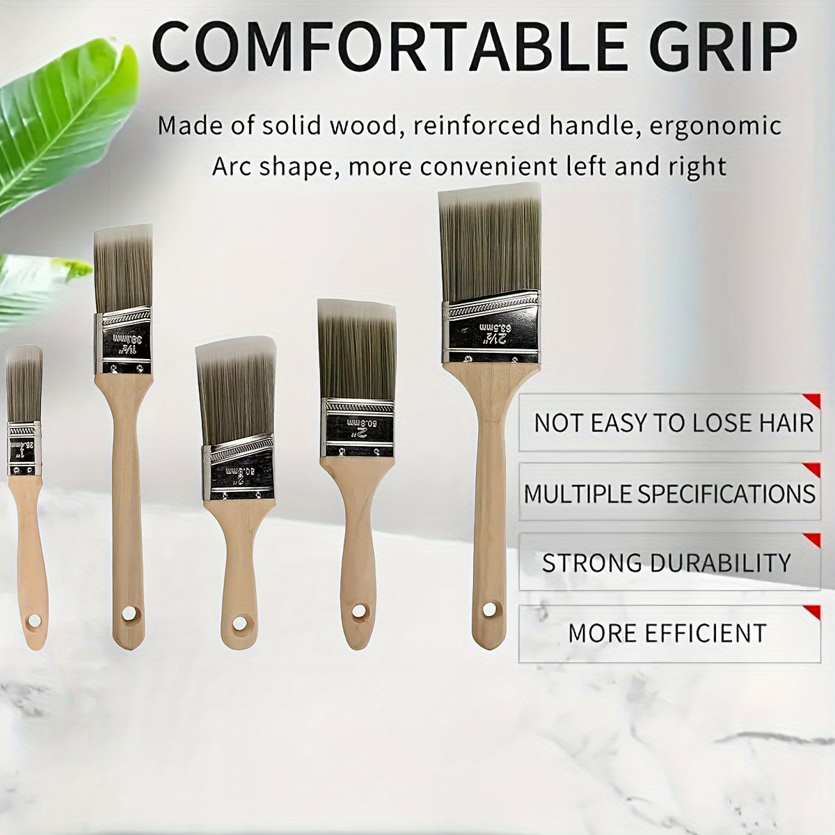 5pc Paint Brushes Set for Wall Cabinet Fence Deck
