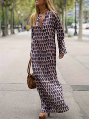 Casual Dress Women's Plus Allover Print V Neck Loose Split Dress