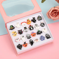 24pcs Halloween Little Girl Jewel Rings Set - No Duplication