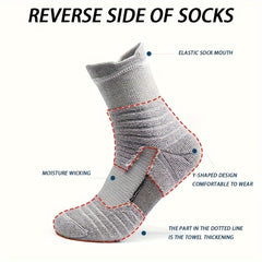 Men's Mid Crew Sport Socks, 3 Pairs, Sweat Absorbing, Comfy, Breathable