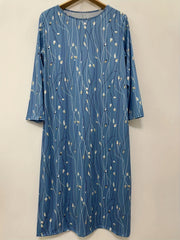 Casual Dress Women's Plus Floral Print Three Quarter Sleeve