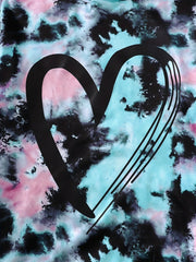 Girl's Tie Dye 2pcs Hoodie & Sweatpants Set Love Heart Print Top
