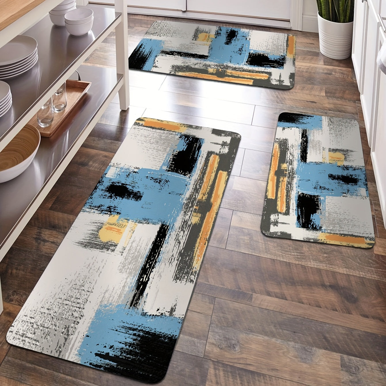 Anti-Fatigue Kitchen Sponge Mat, Abstract Pattern, Non-Slip, Machine Washable
