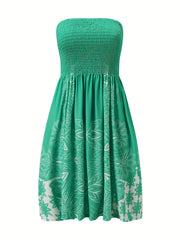 Floral Print Tube Dress Casual Backless Spring Summer Women's Clothing