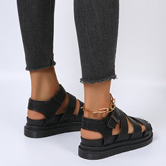 Women's Platform Roman Sandals Open Toe Ankle Buckle Strap Shoes
