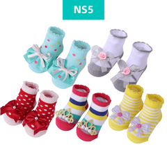 5 Pack Baby Girl Cotton Socks with Flower Bowknots