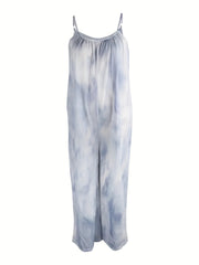 Tie Dye Round Neck Wide Leg Jumpsuit
