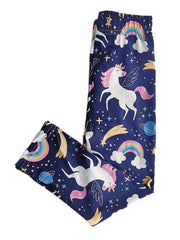 2 Pack Girls Leggings Soft Comfy Random Print Tight Fit Stretchy Pant Leggings
