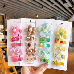 Baby Girls Cartoon Flowers Bunny Cat Bowknot Hair Clips Headwear