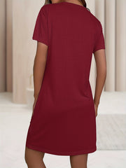 Heart Print Short Sleeve T-shirt Sleep Dress