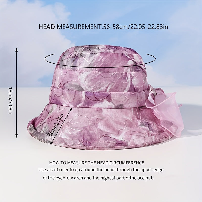 Rose Embroidery Mesh Bucket Hat Lightweight Thin Basin Hat