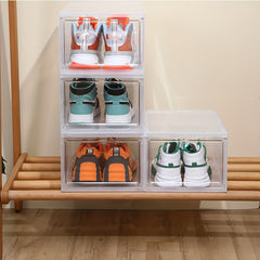 Foldable Stackable Shoe Rack Plastic Container Space Saving Storage Organizer