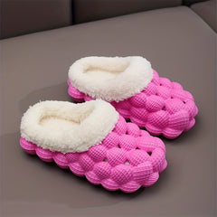 Kid's Plush Lined Massage Bubble Slides with Cushioned Non-Slip Sole