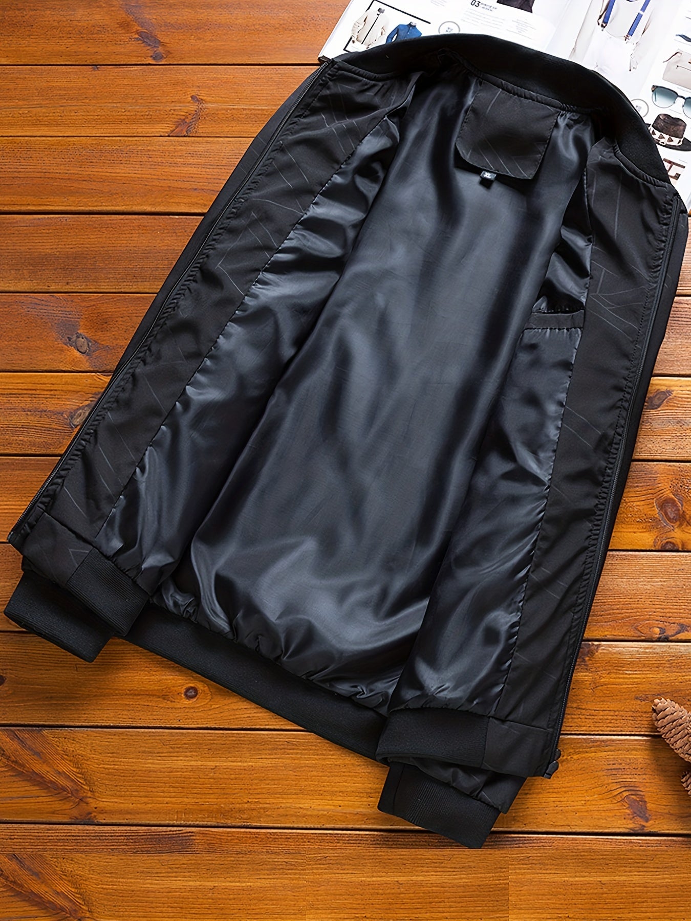 Geometric Pattern Zip Up Lightweight Jacket Men's Casual Baseball Collar