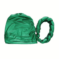 Green Hot Stamping Turbans Three Layer Bright Head Wraps Twist Braid Bonnet
