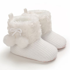 Furry Ball Baby Girls Comfort Boots Soft Warm Plus Fleece Boots